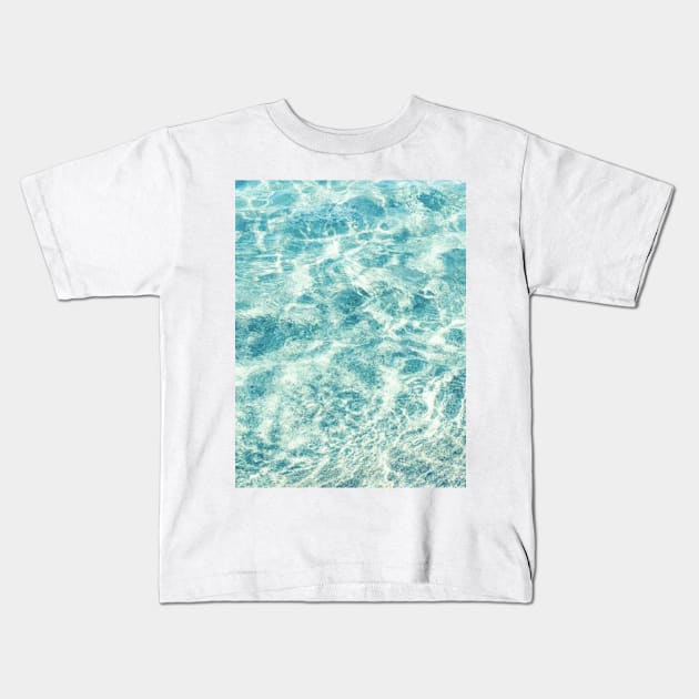 Aqua Blue Ocean Waves Kids T-Shirt by AlexandraStr